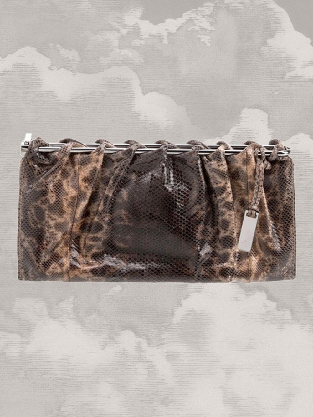 GUCCI Tom Ford karung leather clutch 1999 vintage minimalist y2k bag snake
